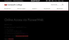 
							         Online Access via PioneerWeb | Grinnell College								  
							    