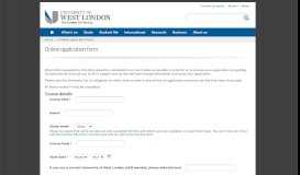 
							         Online application form | University of West London								  
							    
