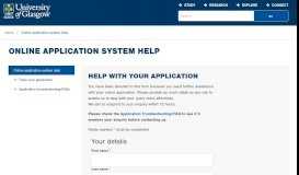
							         Online application system help - University of Glasgow								  
							    