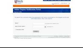 
							         Online Degree Verification Portal - NUS								  
							    
