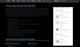 
							         Online ESL Teacher - Talk 915 - Reviews - Requirements ...								  
							    