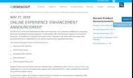 
							         Online Experience Enhancement Announcement - Forescout								  
							    