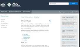 
							         Online keys | ASIC - Australian Securities and Investments Commission								  
							    