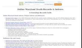 
							         Online Maryland Death Indexes, Records & Obituaries								  
							    