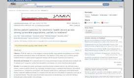 
							         Online patient websites for electronic health record access among ...								  
							    