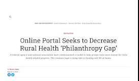 
							         Online Portal Seeks to Decrease Rural Health 'Philanthropy Gap ...								  
							    