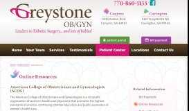 
							         Online Resources - Greystone OB/Gyn								  
							    