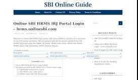 
							         Online SBI HRMS IRJ Portal Login | hrms.onlinesbi.com								  
							    