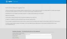 
							         Online Service Request Logging Form | Agilent								  
							    