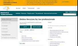 
							         Online Services for tax professionals - Department of Taxation and ...								  
							    