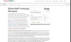 
							         Online Staff Training by Waitrainer - Restaurant Owner								  
							    