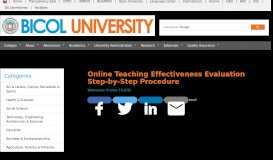 
							         Online Teaching Effectiveness Evaluation Step-by ... - Bicol University								  
							    