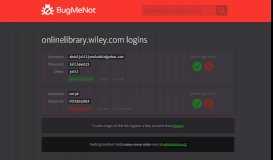 
							         onlinelibrary.wiley.com passwords - BugMeNot								  
							    