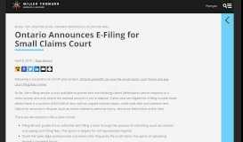 
							         Ontario Announces E-Filing for Small Claims Court | Blog | Miller ...								  
							    