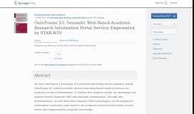 
							         OntoFrame S3: Semantic Web-Based Academic Research Information ...								  
							    