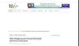 
							         OOU Postgraduate Portal 2019/2020 Admission Activated - Unn Info								  
							    