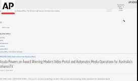 
							         Ooyala Powers an Award Winning Modern Video Portal ... - AP News								  
							    