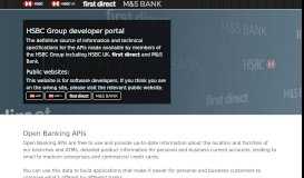 
							         Open Banking APIs for HSBC, first direct and M&S Bank.								  
							    