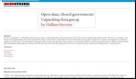 
							         Open data, closed government: Unpacking data.gov.sg | Stevens ...								  
							    
