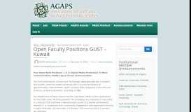 
							         Open Faculty Positions GUST – Kuwait – Association for Gulf and ...								  
							    