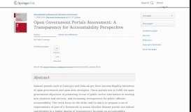 
							         Open Government Portals Assessment: A Transparency for ... - Springer								  
							    