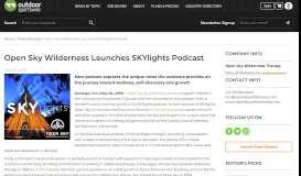 
							         Open Sky Wilderness Launches SKYlights Podcast | Outdoor Sports ...								  
							    