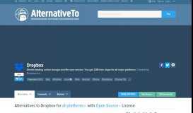 
							         Open Source Dropbox Alternatives - AlternativeTo.net								  
							    