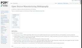 
							         Open Source Manufacturing Bibliography - P2P Foundation								  
							    