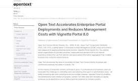 
							         Open Text Accelerates Enterprise Portal Deployments and Reduces ...								  
							    