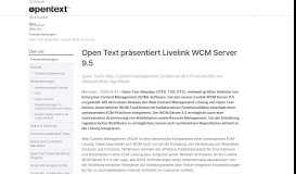 
							         Open Text präsentiert Livelink WCM Server 9.5								  
							    