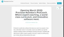 
							         Opening June 2020: Precision Nutrition's ProCoach. Where ...								  
							    