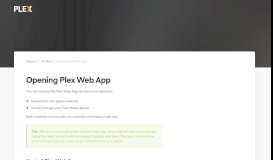 
							         Opening Plex Web App | Plex Support								  
							    