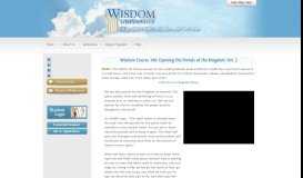 
							         Opening the Portals of the Kingdom: Vol. 2 - Wisdom University Online								  
							    