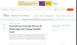 
							         OpenNotes: How the Power of Knowing Can Change Health Care								  
							    