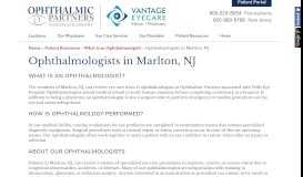 
							         Ophthalmologists in Marlton, NJ | Ophthalmic Partners								  
							    
