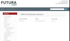 
							         OPIE Purchasing & Inventory // Futura: Help & Support								  
							    