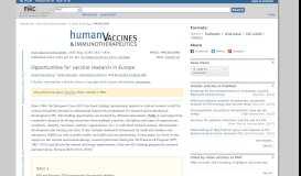 
							         Opportunities for vaccine research in Europe - NCBI - NIH								  
							    