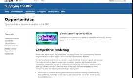 
							         Opportunities - Supplying the BBC - BBC								  
							    