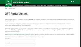 
							         OPT Portal Access - UNT International - University of North Texas								  
							    