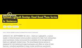 
							         Optimum Lightpath Develops Cloud-Based Phone Service for ...								  
							    