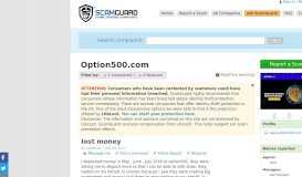
							         Option500.com >> 1 complaint & reviews | SCAMGUARD™								  
							    