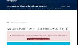 
							         or Form DS-2019 - International Student & Scholar Services								  
							    