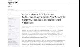 
							         Oracle and Open Text Announce Partnership Enabling Single Point ...								  
							    