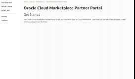 
							         Oracle Cloud Marketplace Partner Portal - Get Started - Oracle Docs								  
							    