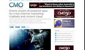 
							         Oracle unveils AI-powered apps for cross-channel marketing, chatbots ...								  
							    