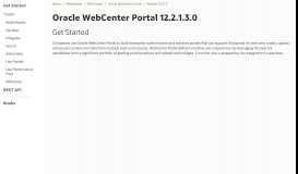
							         Oracle WebCenter Portal 12.2.1.3.0 - Get Started - Oracle Docs								  
							    