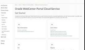 
							         Oracle WebCenter Portal Cloud Service - Get Started - Oracle Docs								  
							    