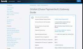 
							         Orbital (Chase Paymentech) Gateway Guide - Spreedly Documentation								  
							    
