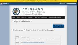 
							         Oregon Information | Colorado Bureau of Investigation								  
							    