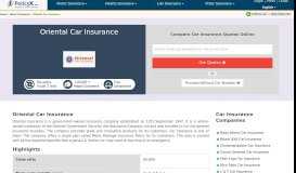 
							         Oriental Car Insurance - Renewal, Reviews & Premium Calculator								  
							    